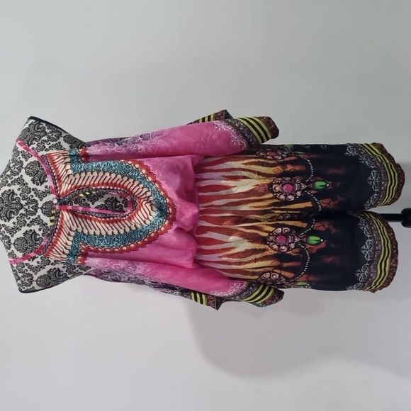 Embellished Kaftans, pink/yellow/green/animal print playsuit, boho size M/L - Picture 7 of 12